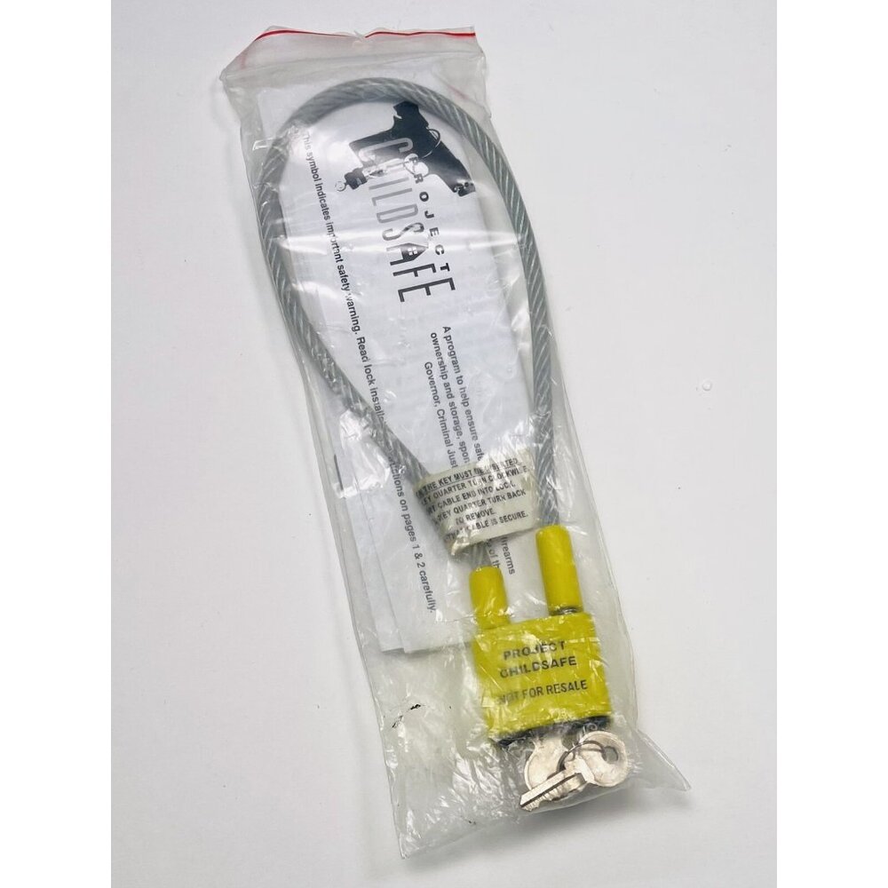 PROJECT CHILDSAFE Yellow Cable Safety Firearm Handgun GUN LOCK w/ 2 Keys NIP NEW